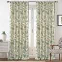 DriftAway 100% Blackout Toile Linen Curtains for Bedroom Double Layer Farmhouse French Country Vintage Printed Pattern Thermal Sound Lined Back Tab Living Room Drapes 90 inch Long 2 Panels Loden Green