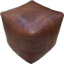 Rajeriya Square Leather Moroccan Pouf - Genuine Leather - Room Decor -Hassock & Ottoman Footstool - Square & Large Ottoman Pouf - Unstuffed (Brown Color)