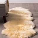 Premium Champagne Sheepskin Rug Genuine Double 2x6ft Pelt Fluffy Fur Rug for Bedrooms
