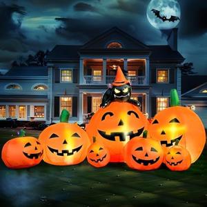 Amazon.com: Joiedomi 7 FT Long Halloween Inflatables Pumpkin Outdoor Decorations, 7 Pumpkins Outside Decoration with Witch's Cat with Build-in LEDs Blow Up Inflatables for Party Yard Lawn Garden Decor : Patio, Lawn & Garden