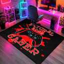 Gamer Area Rugs for Gamer Bedroom Living Room Black Gamepad Red Gaming Carpet Bedroom Sofa Mat Door Mat for Adults, 2'x3' (Gp4-hqm-03)