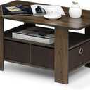 Furinno Andrey Coffee Table with Bin Drawer, Columbia Walnut/Dark Brown 18.9"D x 31.5"W x 15.6"H
