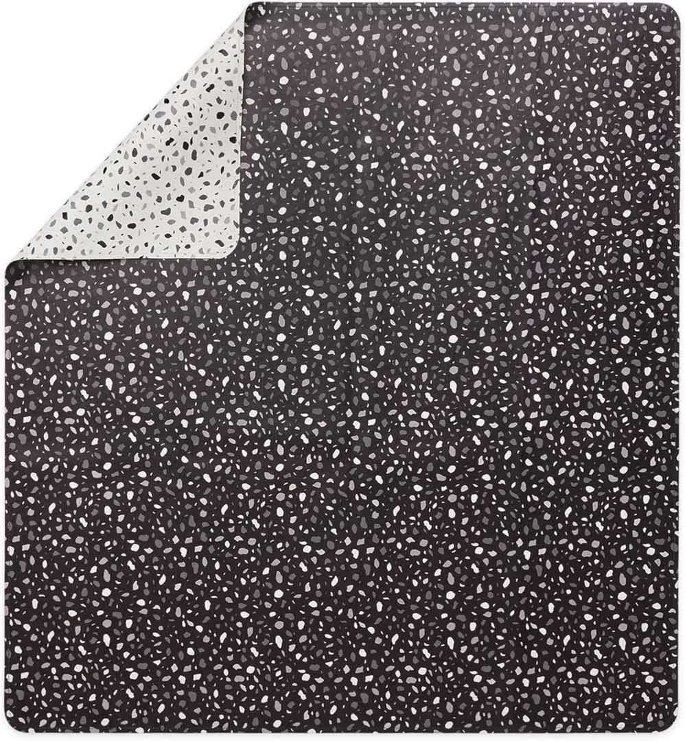 Lalo Splat Mat - Double-Sided Vegan Leather Wipeable Baby Splat Mat - Modern Design, Perfect for Mealtime & Playtime, Easy to Clean High Chair Mat for Floor, 47 x 47 Inches - Terrazzo B&M
