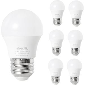KINUR Small LED Ceiling Fan Light Bulbs, 6 watt A15 led Bulb E26 Daylight 5000K 60watt Equivalent Appliance Bulb Refrigerator Non-dimmable 6 Pack (White)