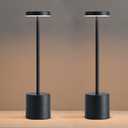 2 Pack LED Cordless Table Lamps, Portable 5000mAh Rechargeable Table Lamp, Touch Control Outdoor Table Lamp, 3 Color Dimmable Cordless Table Lamps for Restaurant, Patio, Bedroom, Outdoor - Black