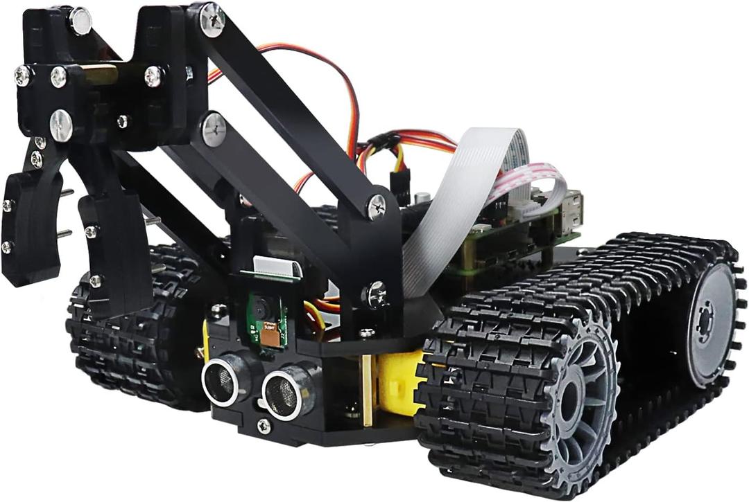 Freenove Tank Robot Kit for Raspberry Pi 5 4 B 3 B+ Zero 2 W, Crawler Chassis, Grab Objects, Ball Tracing, Line Tracking, Obstacle Avoidance, App Control, Camera, Servo (Raspberry Pi NOT Included)