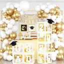 Graduation Party Decorations Class Of 2026,White and Gold Graduation Decorations Grad Boxes with Letters 2026 Grad So Proud Of You for College Party Graduation Party Supplies