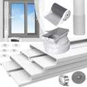 Portable AC Window Vent Kit With 5.9"Hose,26-62"Adjustable with Universal Coupler Filter Screen & 2 Weather Strippings Fit for LG/Hisense etc Portable ac Vertical/Horizontal Sliding Window Seal Kit