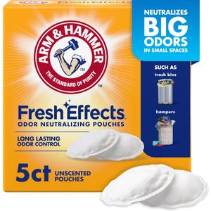2 x Arm & Hammer Fresh Effects Odor Neutralizing Baking Soda Pouches, Unscented Deodorizer for Long Lasting Freshness in Shoes, Gym Bags, & Small Spaces, 5 count