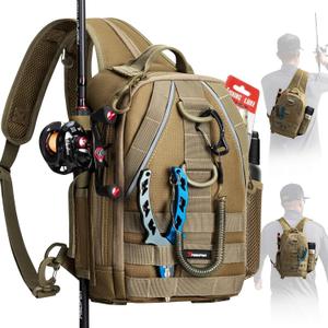 Piscifun Fishing Backpack with Rod Holder, Lightweight Sling Bag Storge Gear and Equipment