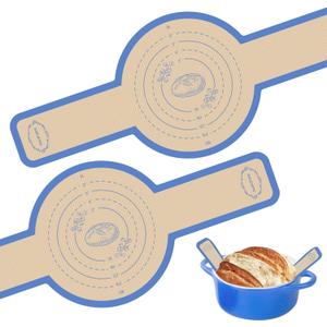 Silicone Bread Sling for Dutch Oven, Silicone Sourdough Baking Sling Non-Stick & Easy Transfer, Sourdough Mat for Bread Baking Supplies - 2PCS (Dark Blue)