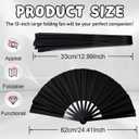2 x Boots on The Ground Fan,13inch Large Rave Fan PoppingFan Clacking Fans for Line Dancing,Line Dance Popping Fans,HandFans for Women Foldable,Portable for Outdoor,Wedding,Party,Decoration(Black)