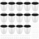 14 Pack 5 Inch Self Watering Wall Mounted Planters, Plant Flower Pots with Hooks and Wicks for Indoor and Outdoor, White