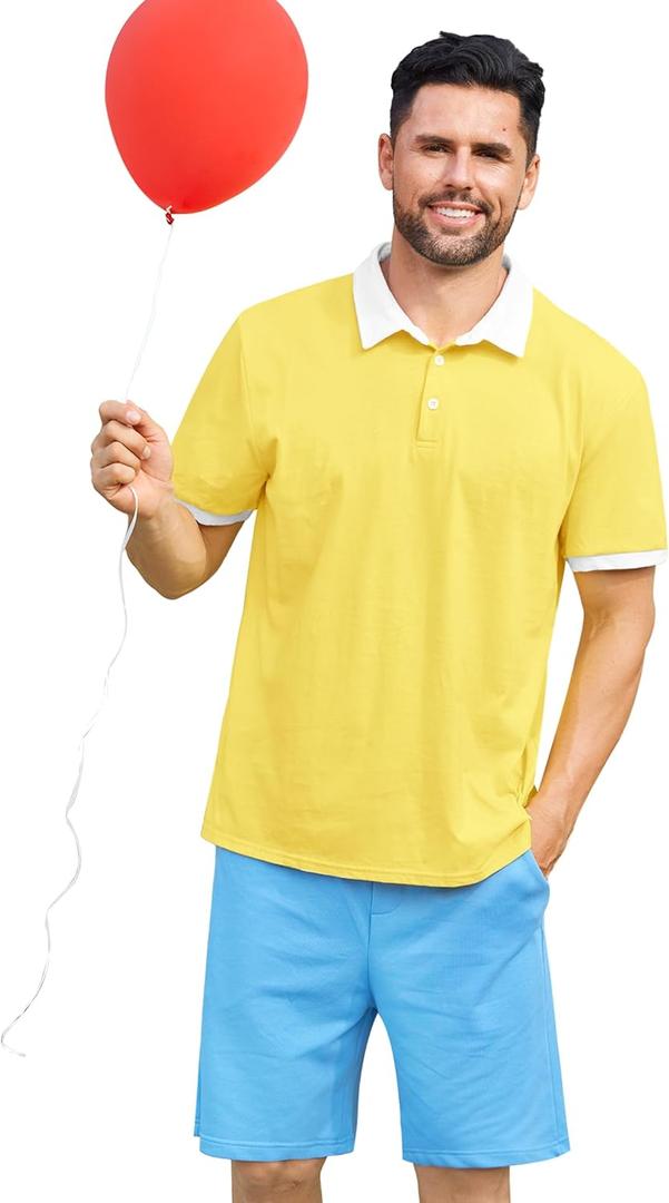 Arvilhill Halloween Adult Short Sleeve Cotton Robin Movie Costume, Polo Shirt Party Outfit for Men M