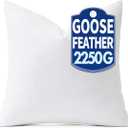 MIULEE 30 x 30 Goose Feather Down Euro Pillow with 100% Cotton Cover, Set of 1 Soft Fluffy Decorative Pillow Insert for Sofa Bed Couch Living Room White