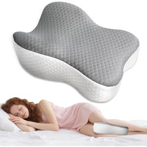 Knee Pillow for Side Sleepers, Memory Foam Bolster Between Legs, Comfortable Sleep Positioning & Side Leg Support, Elevation Pillow for Adults, Back Hips Knees Support, Wider Contact Ergonomic Design, Regular style