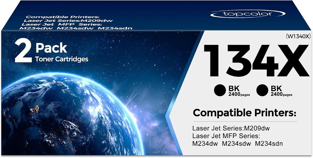 134X W1340X High Yield Compatible for HP134X W1340X 134A Toner Cartridges Compatible with HP Laser Jet M209dw M211dw Laser Jet MFP M233dw M234dw M234sdw Printers, 2Pack, Black