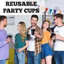 200 Pack Plastic Cups, 16 oz Black Disposable Cups, Stackable Beverage Plastic Cup Bulk for Party, Heavy Duty Drinking Party Cup for Wedding Birthday Picnic (Black)