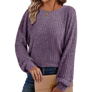 ANRABESS Womens Batwing Long Sleeve Shirts 2025 Fall Oversized Loose Fit Lightweight Sweater Dressy Casual Tunic Tops Blouse (X-Large, Purple)