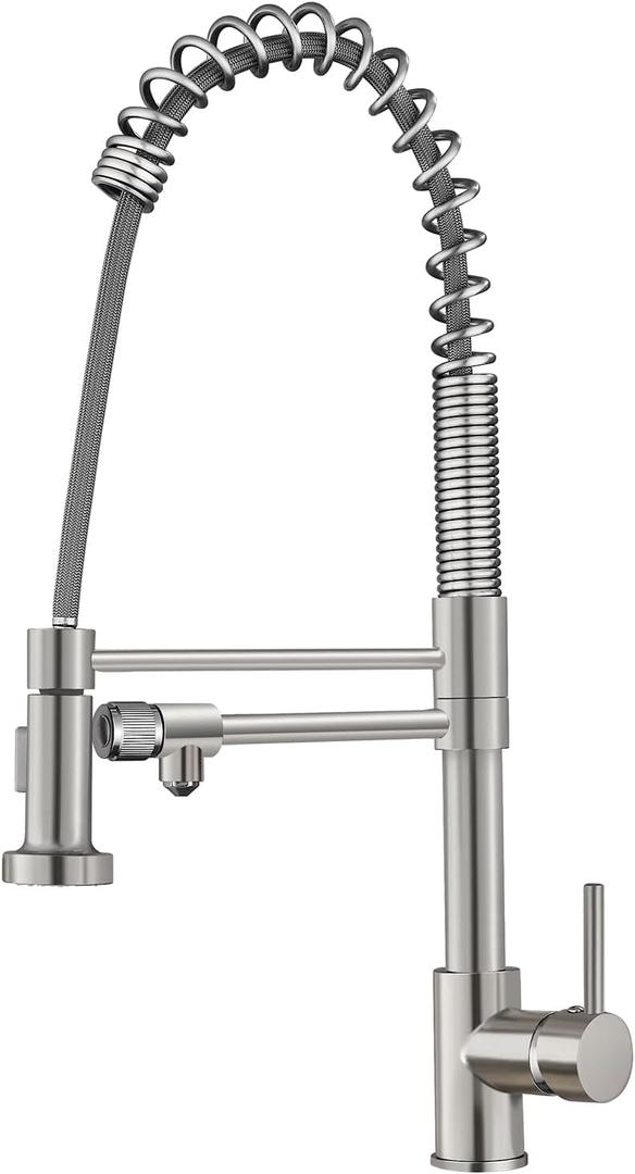 MENATT 3 in 1 Kitchen Faucet with Drinking Water Faucet, Pull Down Spring Single Handle 3 Way Kitchen Faucet Chrome, Water Filter Faucet for Kitchen Sink Bar (Without Water Filtration Device)