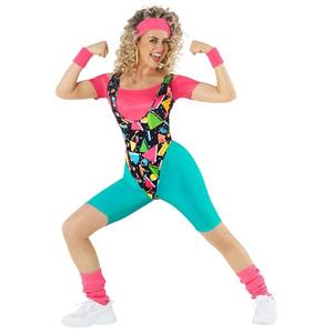 Morph 80s Workout Outfit for Women 90s Retro Workout Outfits 80 s Aerobics Outfit Halloween Costume for Womens, Small