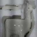 Lependor Cute Alpaca Succulent Planter Pot with Drainage Tray, White Ceramic Cactus/Flower Container, Animal Llama Bonsai Holder for Indoor Plants - White