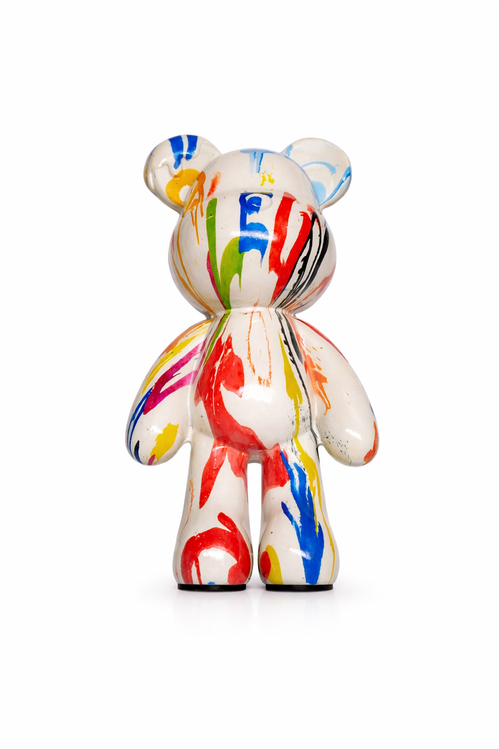 Graffiti Bear Statue Decorative Animal Resin Sculpture Home Decor, Art Figurine Home Ornament Decoration for Office, Living Room, Bedroom, Book Shelf, TV Cabinet, Desktop (Graffiti Decor)