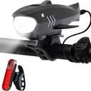 Bike Horn with Light, 120dB Electric Bicycle Bell & 400LM Rechargeable Headlight, IPX4 Waterproof Kids Bike Accessories for Boys/Girls, Scooters