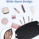 Ceneda Puffy Padded Makeup Bag Travel Toiletry Bag Quilted Makeup Pouch Organizer Bag Cosmetic Bag for Women (Black)