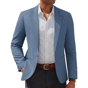 PJ PAUL JONES Men's Casual Blazer One Button Lightweight Sport Coats Solid Notched Lapel Suit Jackets, Large