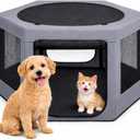 Pet Playpen with Top - Perfect for Puppies & Small Dogs - Indoor and Outdoor Puppy & Dog Covered Play Pen - Features 2 Doors for Easy in and Out Access