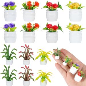 14 Pcs Miniature Dollhouse Plants Accessories for Doll House Tiny Fake Greenery Bonsai Ornament Crafts, Mini Artificial Plants, Dollhouse Plant for Doll House Decoration and DIY