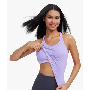 Ribbed Workout Short Racerback Tank Tops for Women with Built in Bra, Size 6