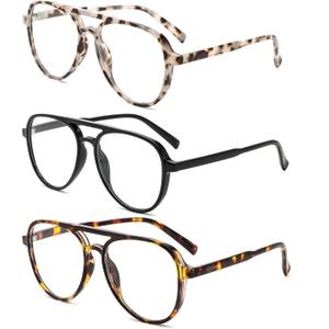 DXYXYO Retro Aviator Reading Glasses for Women, Mens Lightweight Blue Light Blocking Computer Readers (Black+brown Leopard+grey Leopard)