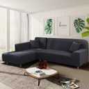 NAISI Couch Cover L Shape 2 Pieces Sofa Cover Soft Stretch Slipcovers with 2pcs Pillowcases Furniture Protector Sectional Couch Covers 3 Seater + 3 Seater(Dark Grey)