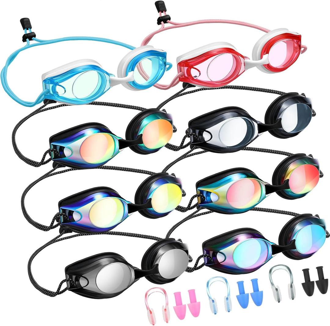 Konohan 8 Pack Kids Goggles Swim Goggles for Adult Kids Swimming Glasses Anti Fog Silicone No Leak Pool Glasses (Elegant Colors)