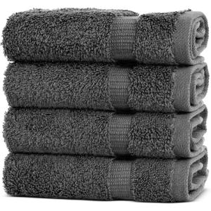 Chakir Turkish Linens | Hotel & Spa Quality 100% Cotton Premium Turkish Towels | Soft & Absorbent (4Piece Washcloths, Gray)