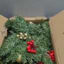 Christmas Garland with Lights, 9FT Prelit Christmas Garland Battery Operated Christmas Wreath with Pine Cones, Red Berries, Artificial Xmas Garland for Mantle, Fireplace, Stairs, Outdoor Decorations (Green)