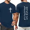 Christian Shirts for Men The Way The Truth The Life Faith T-Shirt Jesus Cross Casual Crew Neck Short Sleeve Tops