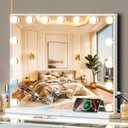 VANITII Vanity Hollywood Mirror with Lights Speaker USB Charging Lighted Makeup Mirror with Bulbs 3 Lighting Modes and Desktop Light up Mirror for Bedroom Dressing Room