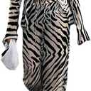 THLAI Sexy 2 Piece Sets for Women Zebra Print Long Sleeve Tops and Wide Leg Pants Mesh Summer Clubwear Vacation Outfits, Size: Small
