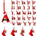 Sumind 26 Pcs A to Z Ornament Letters for Tree Christmas Stocking Name Tags Wooden Xmas Stocking Tags Initial Letter Name Tag Ornaments Alphabet Hanging Ornaments Gift for DIY Craft(Santa Claus)