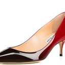 JOY IN LOVE Women's Shoes Low Heels Pointy Toe Kitten Heel Daily Pumps Red Black (6 US)