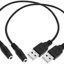 ECSiNG 2Pcs USB Male to DC 3.5x1.35mm Port Cable 5V DC Power Charging Cord USB 2.0 Male to DC Female Power Cord Electrical Accessories 32cm