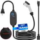 Level 1 & Level 2 EV Charger, J1772 Electric Vehicle Portable Charger with 25FT Cable and NEMA 6-20 Plug NEMA 5-15 Adapter for Household Socket,ETL Certified, Home EV Charging Station 8-16A /110-240V
