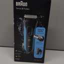 Braun Electric Series 3 Razor with Precision Trimmer, Rechargeable, Wet & Dry Foil Shaver for Men, Blue/Black, 4 Piece
