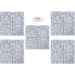 Holydecot Tin Wall Tiles Nail-Up Ceiling Tiles Stair Riser Kitchen Backsplash - Antique White 12x12 inch Sample, 5 Pack