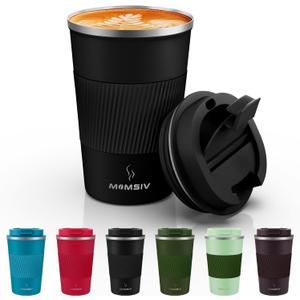 MOMSIV 12oz Travel Coffee Mug, Insulated Coffee Cup with Leakproof Lid | 6-Hour Heat Retention, 360Leak proof, Vacuum Stainless Steel Double Walled, BPA-free, Reusable And To Go Coffee Mug