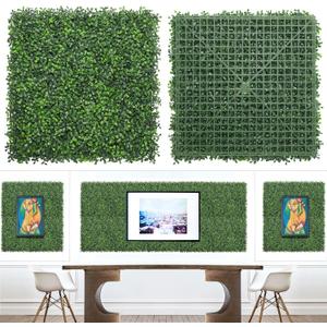 Artificial Grass Wall Panels,20"x 20"(24Pcs) Faux Boxwood Panels for Interior Wall, Backdrop Wall, Garden Wall and Indoor Outdoor Plant Wall Decor (Green)
