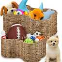 Maxcheck 2 Pcs Dog Toy Basket Bone Shaped Dog Toy Box Bin Handmade Wicker Bone Shaped Basket for Pet Storage Organizer, 2 Sizes 16. 1 x 12. 2 x 7. 1 Inch, 14. 2 x 10. 2 x 6. 3 Inch